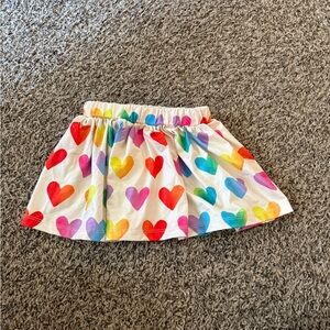 White Skirt with Rainbow Heart Print